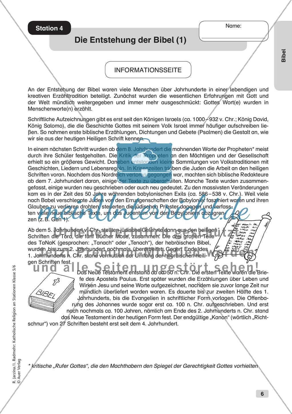 Katholische Religion an Stationen: Bibel Preview 8