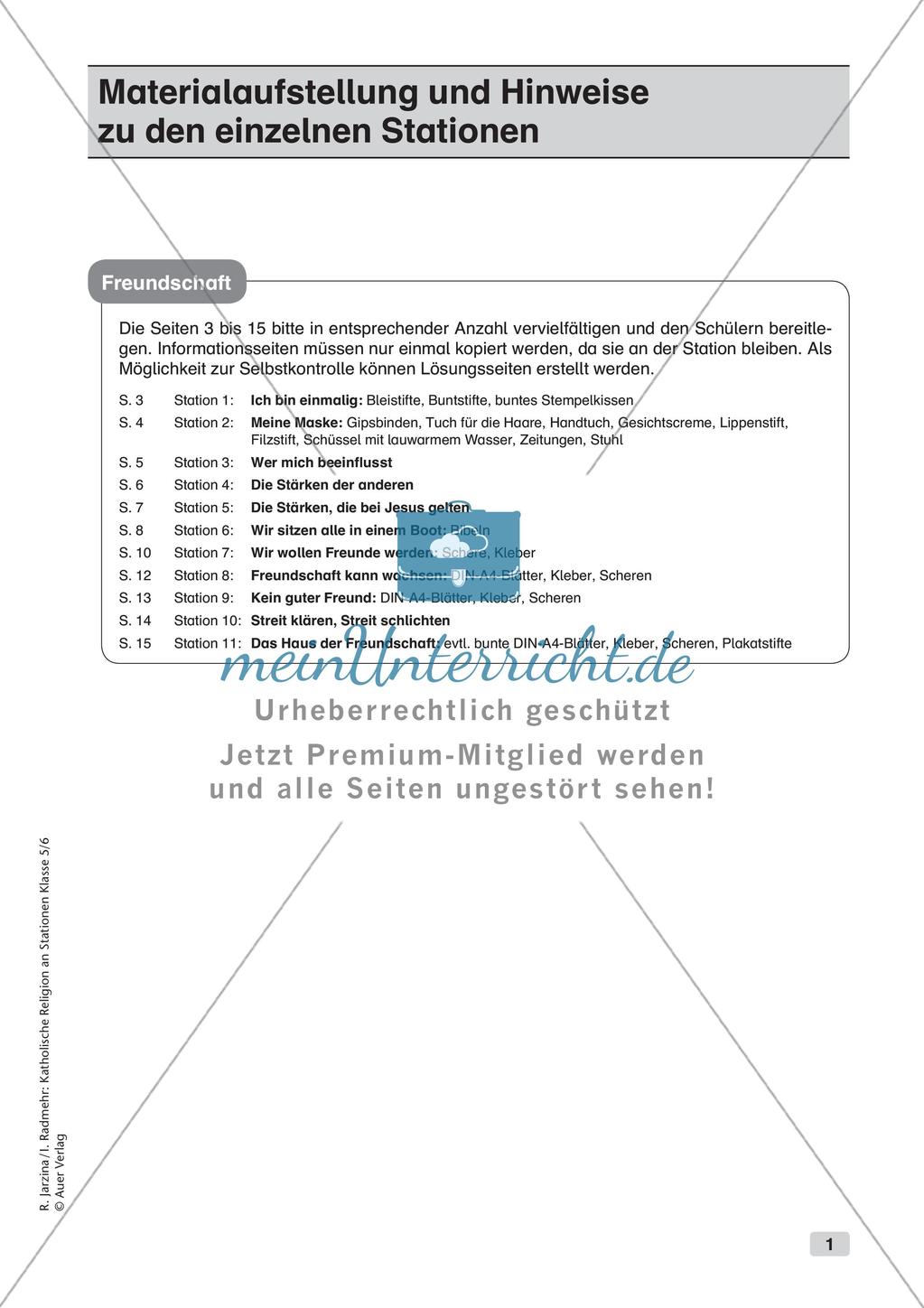 Katholische Religion an Stationen: Freundschaft Preview 3
