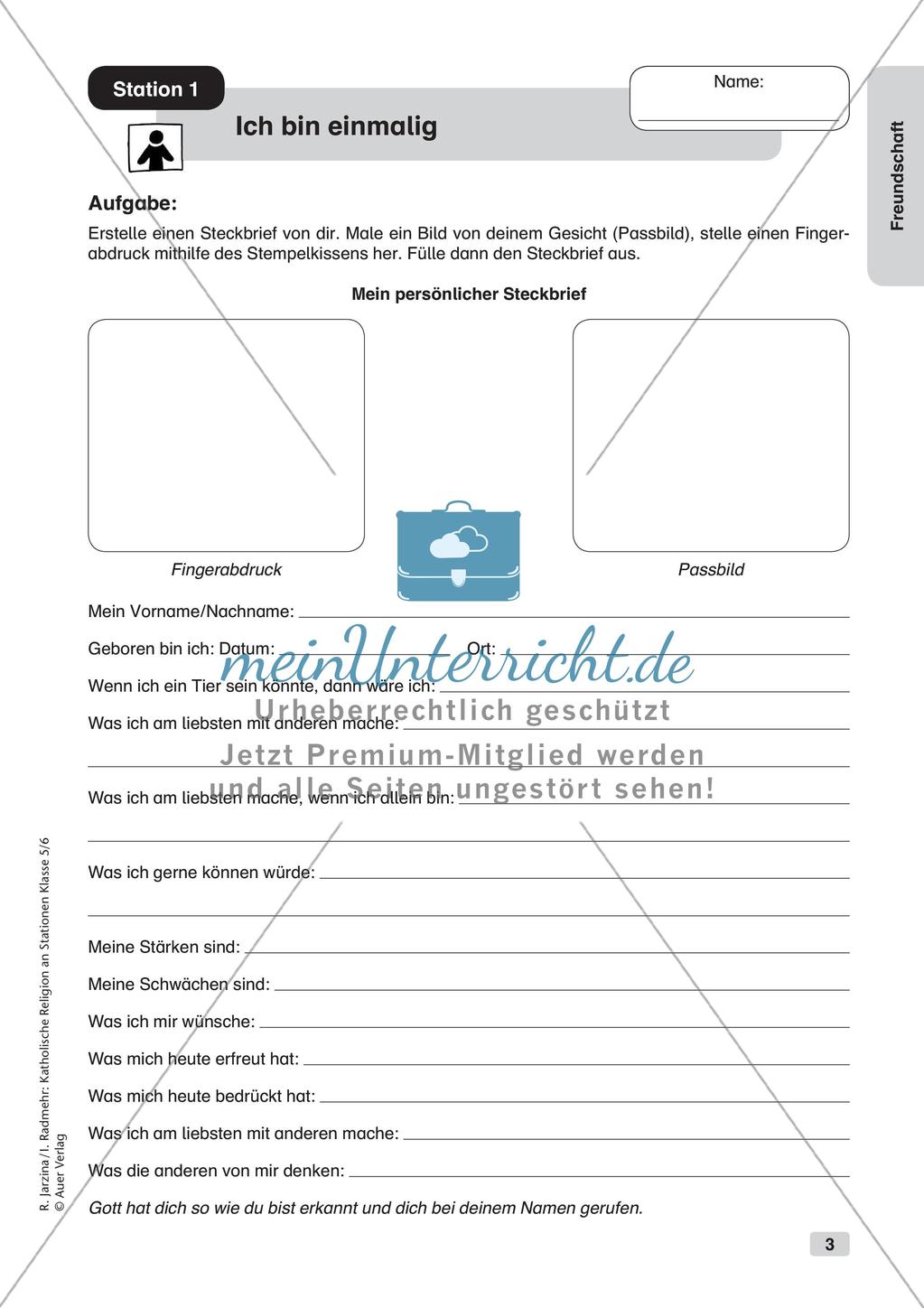 Katholische Religion an Stationen: Freundschaft Preview 5