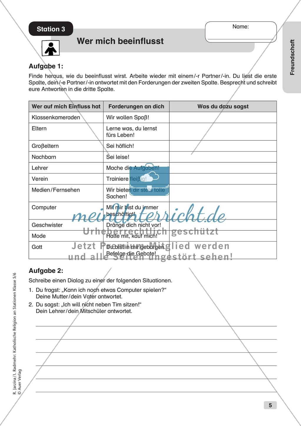 Katholische Religion an Stationen: Freundschaft Preview 7