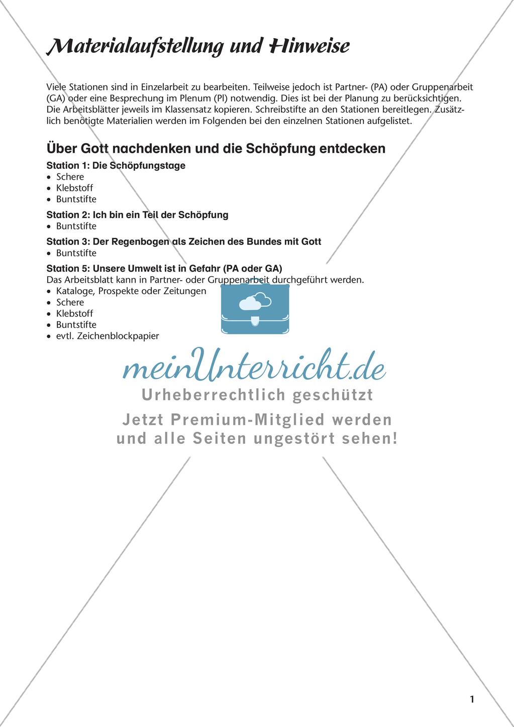 Ev. Religion an Stationen: Die Schöpfung Preview 3