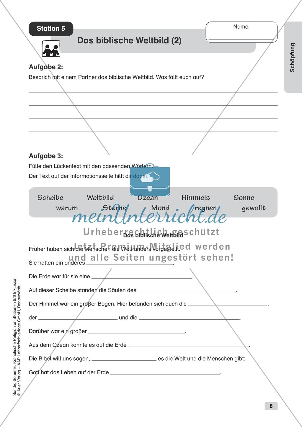 Stationenarbeit Katholische Religion: Die Schöpfung Preview 10