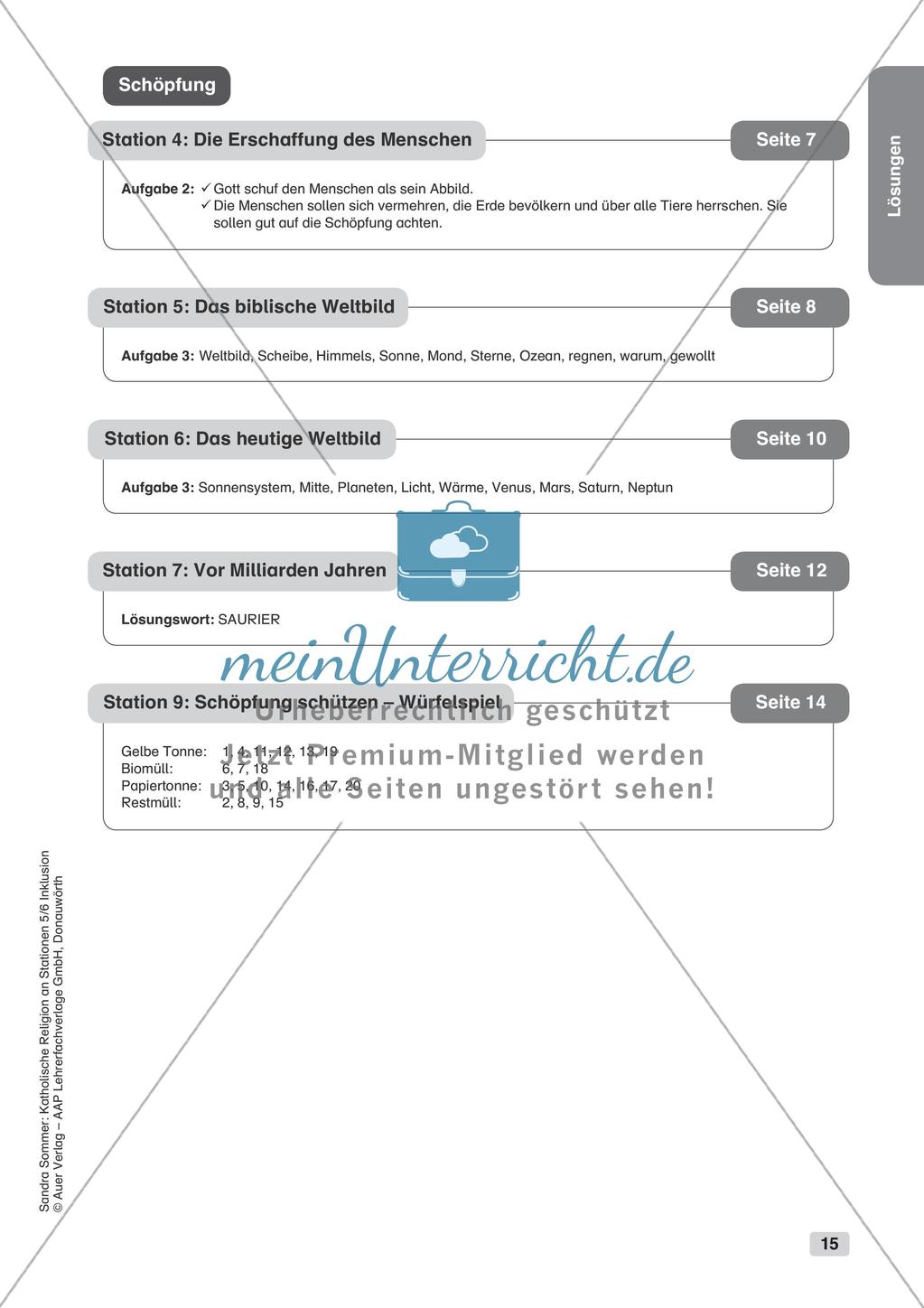 Stationenarbeit Katholische Religion: Die Schöpfung Preview 17