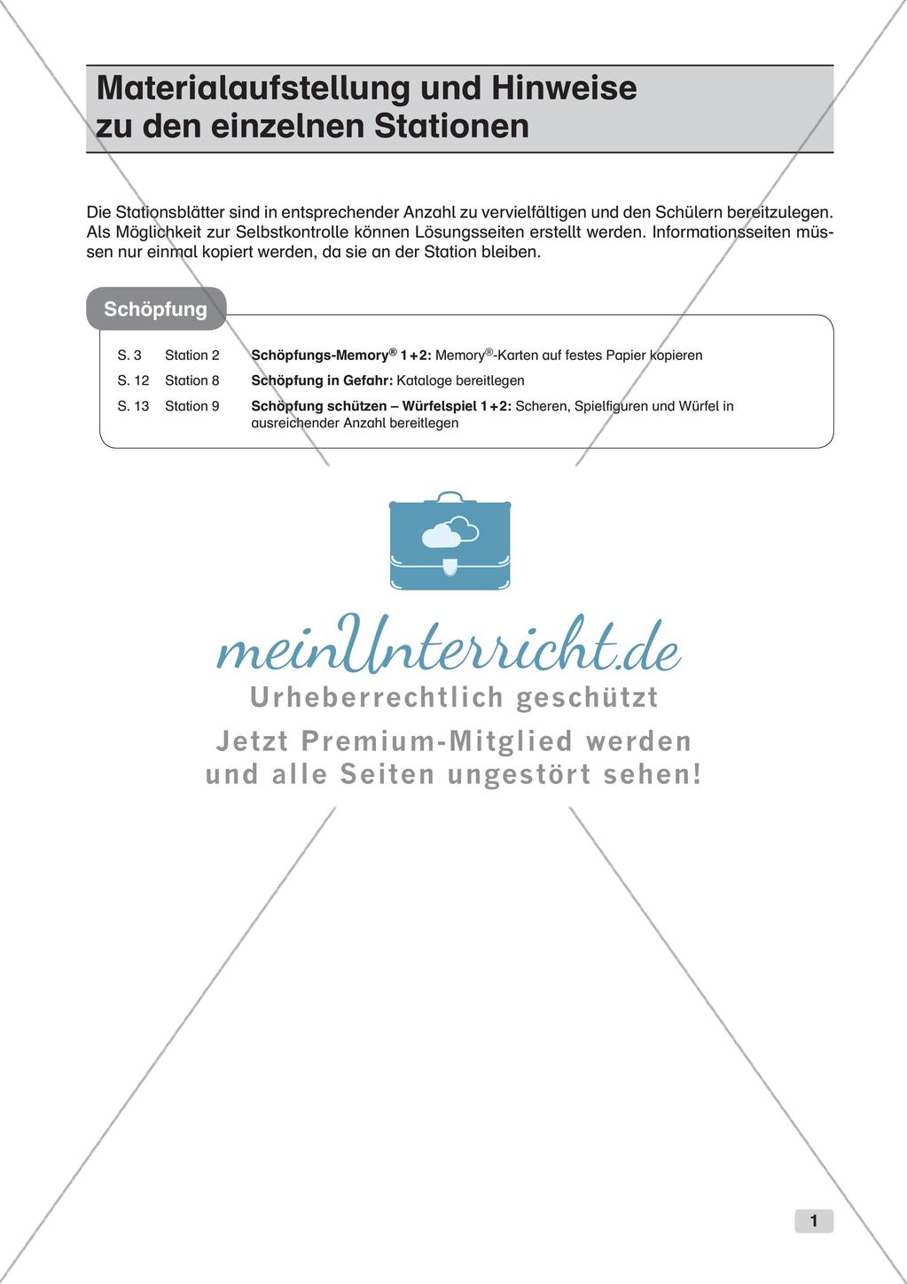 Stationenarbeit Katholische Religion: Die Schöpfung Preview 3