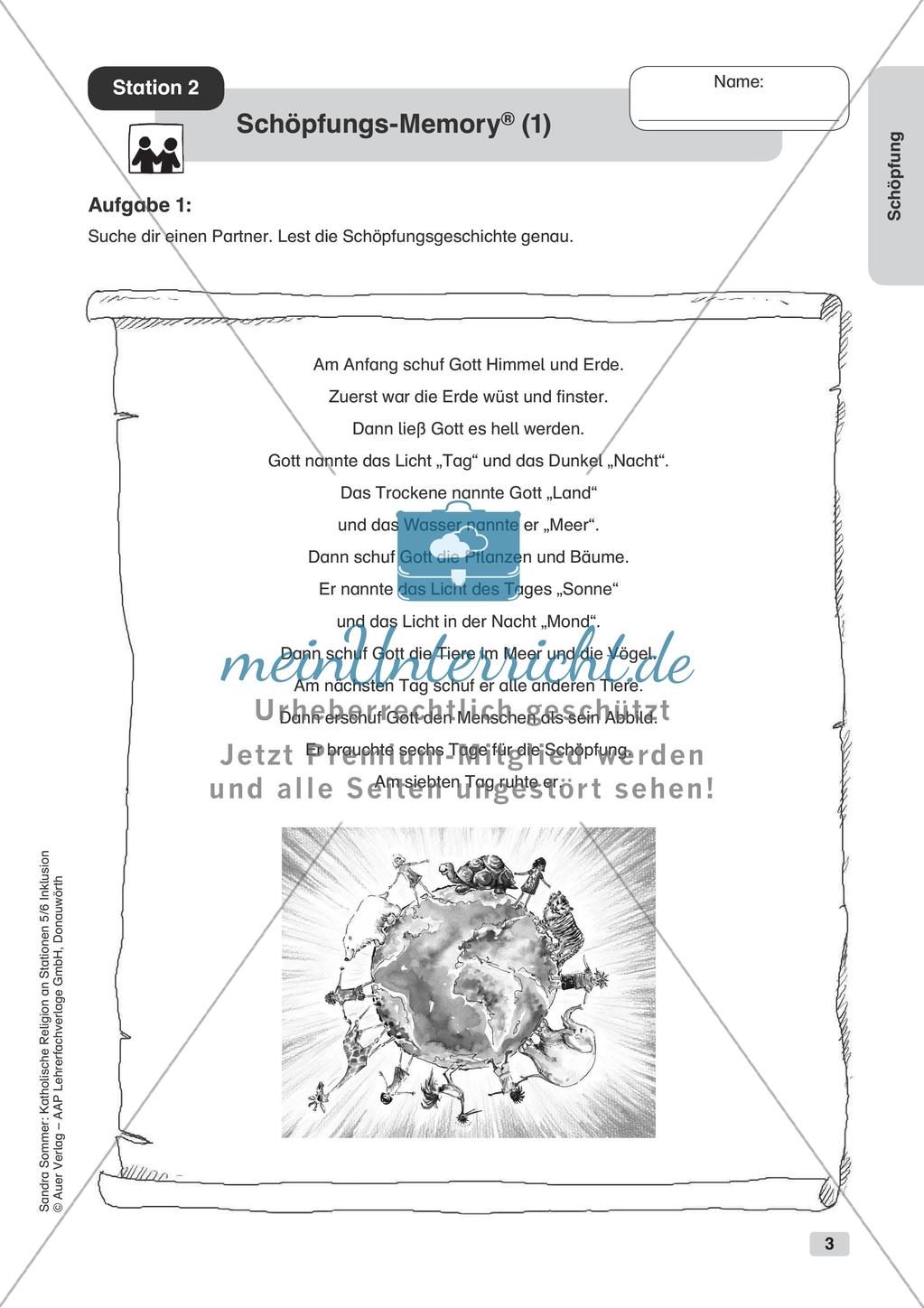Stationenarbeit Katholische Religion: Die Schöpfung Preview 5