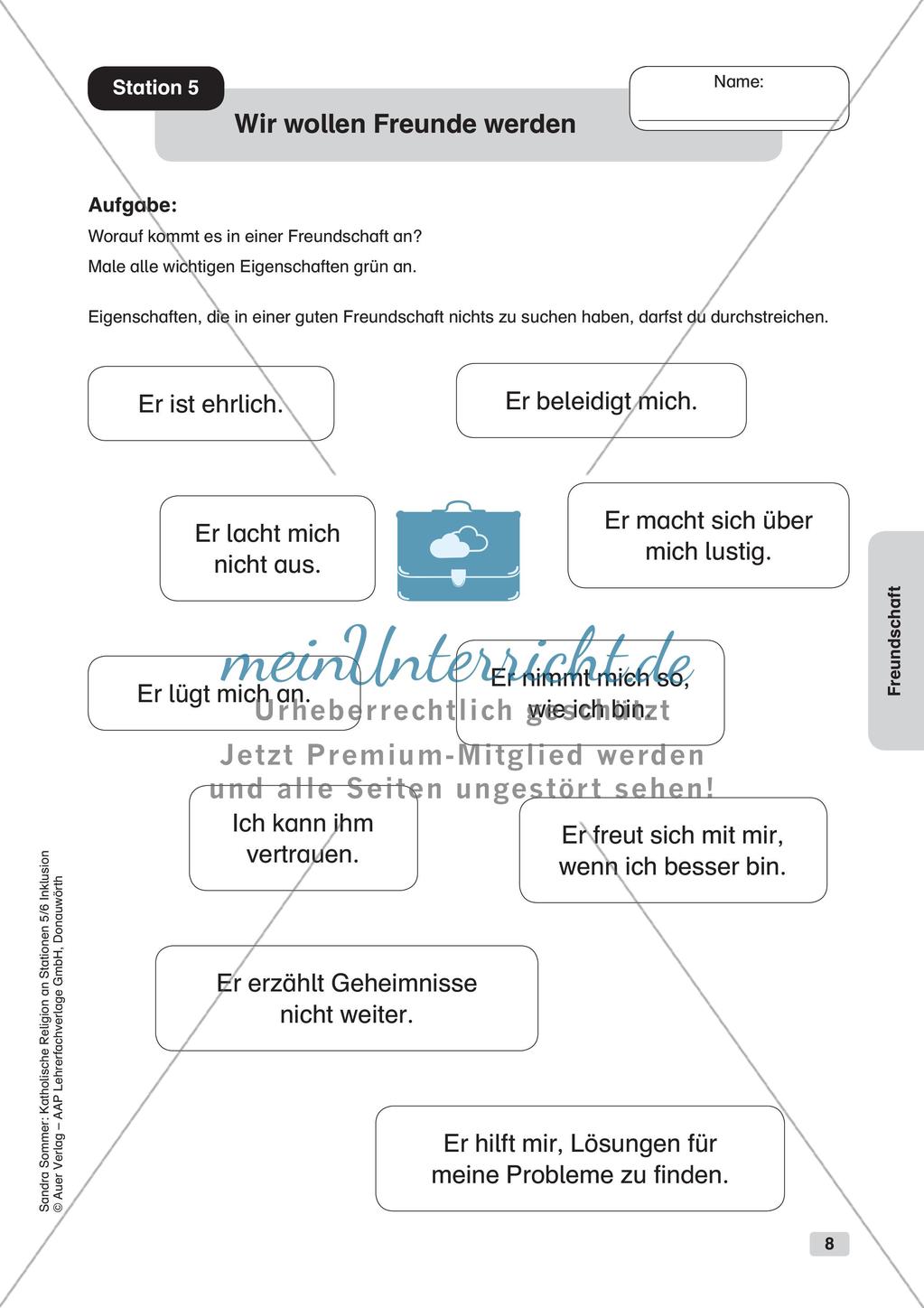 Stationenarbeit: Freundschaft Preview 10