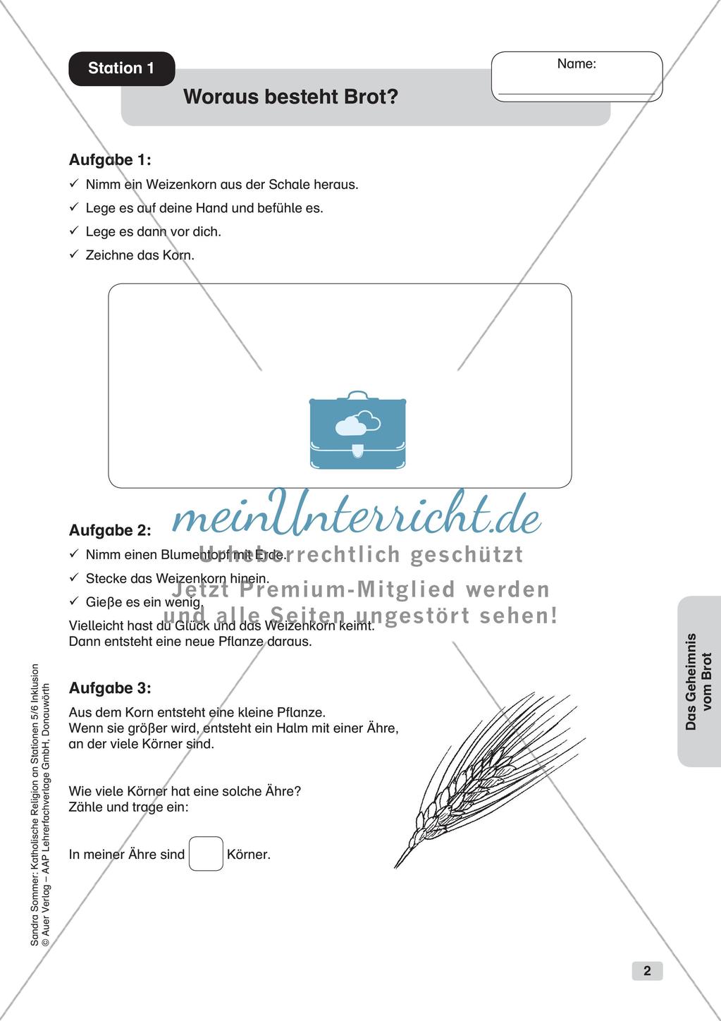 Stationenarbeit: Das Brot und das letzte Abendmahl Preview 4