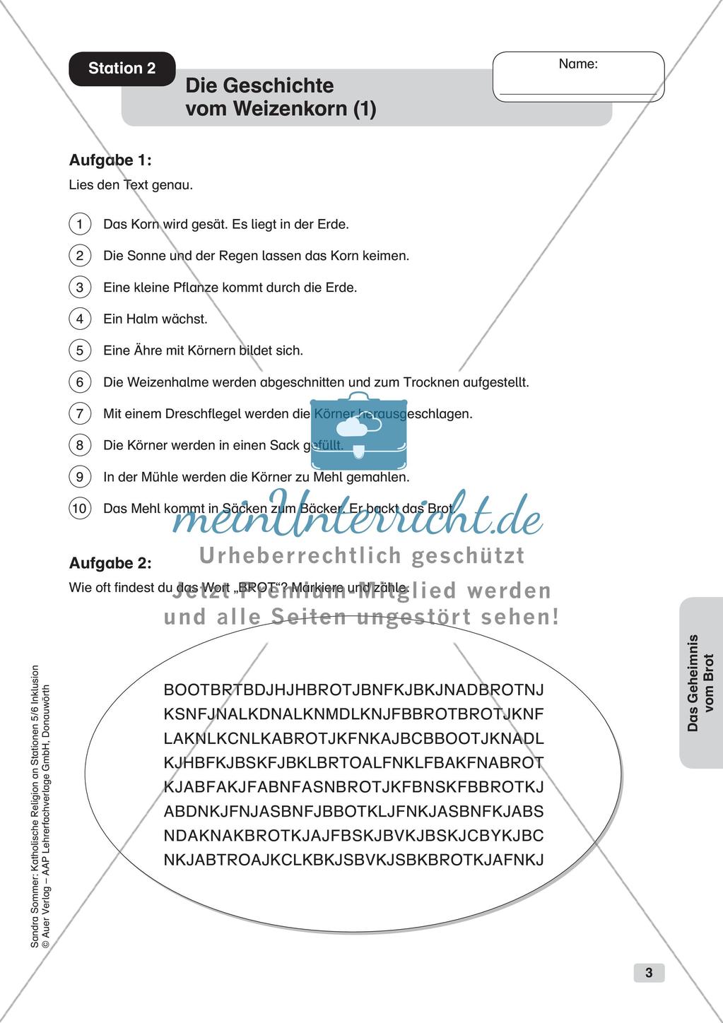 Stationenarbeit: Das Brot und das letzte Abendmahl Preview 5