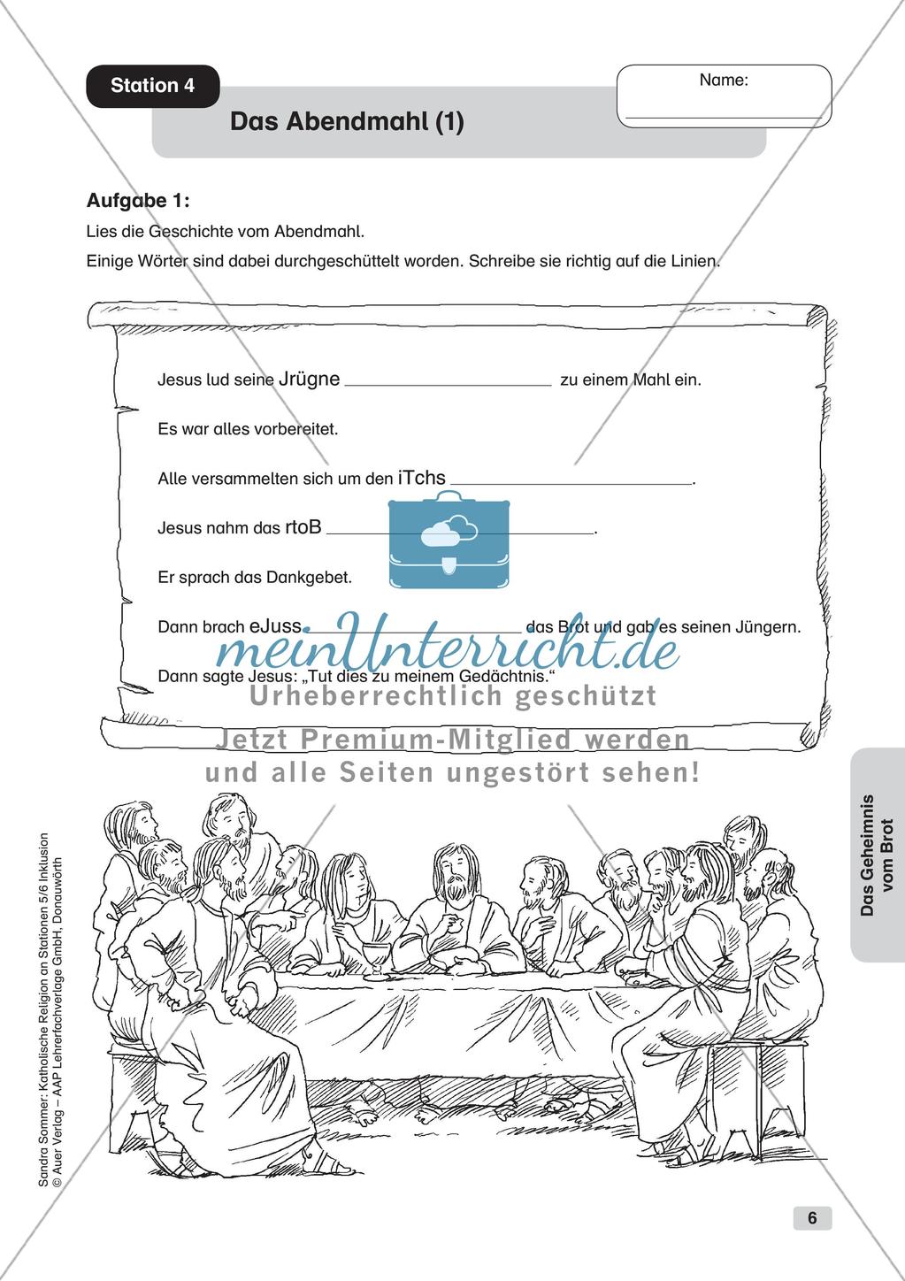 Stationenarbeit: Das Brot und das letzte Abendmahl Preview 8