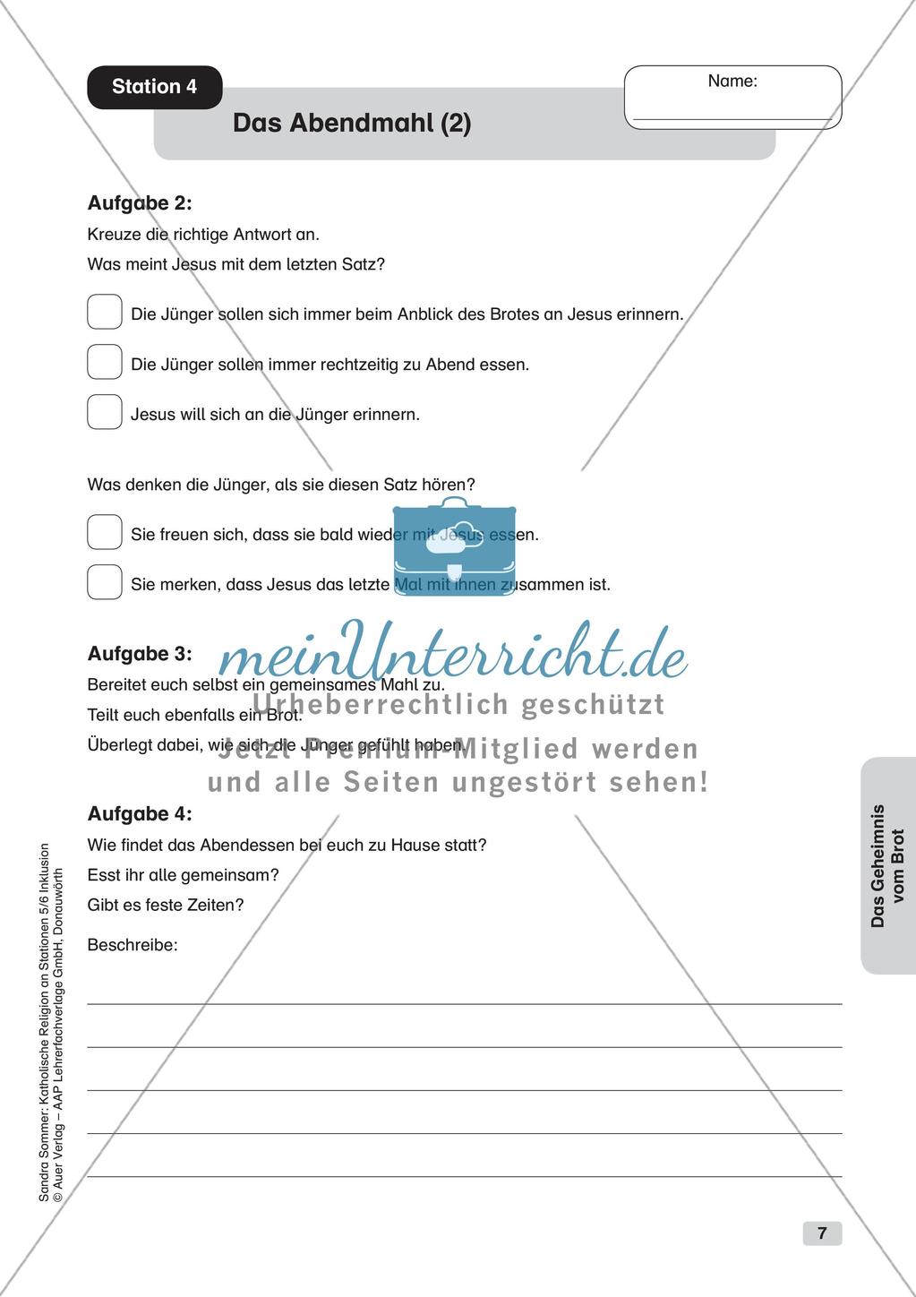 Stationenarbeit: Das Brot und das letzte Abendmahl Preview 9