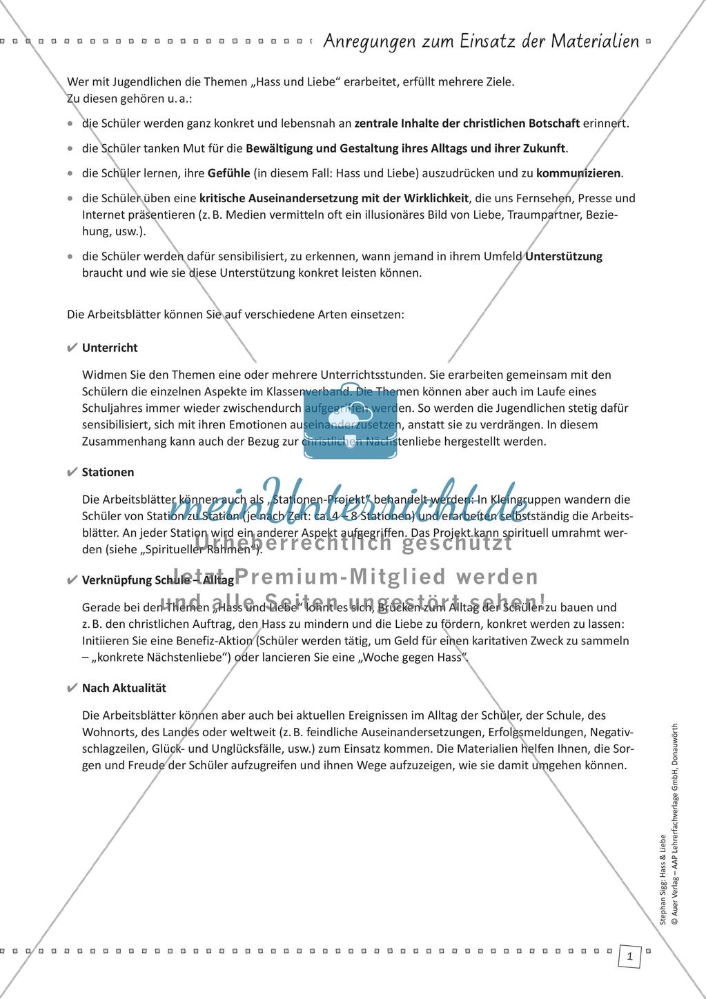 Unterrichtseinheit zu Hass & Liebe Preview 3