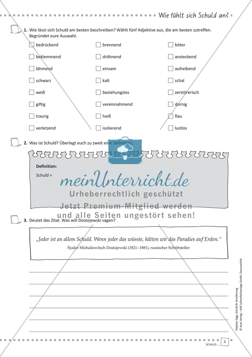 Unterrichtseinheit: Schuld und Gewissen Preview 7