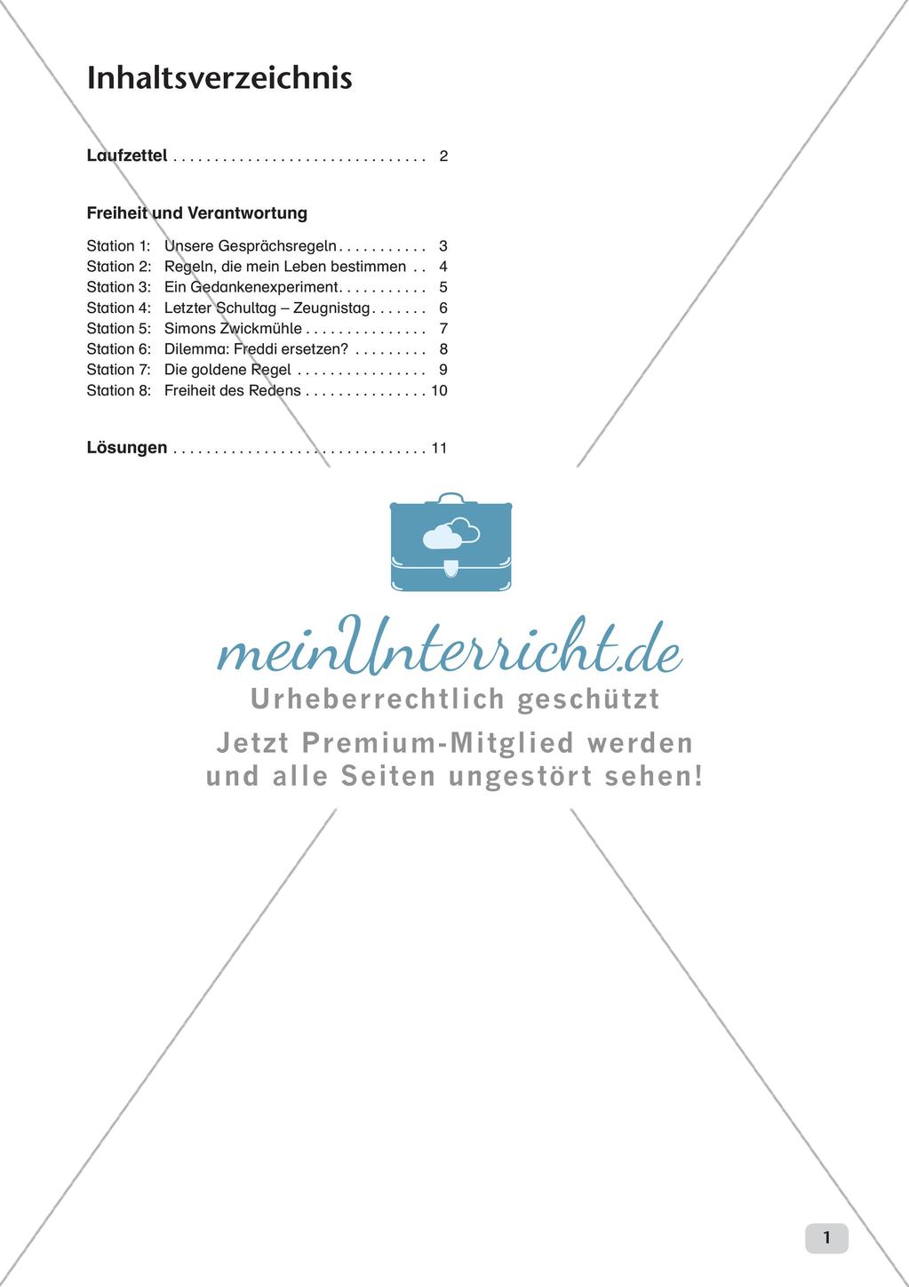 Stationenarbeit: Freiheit und Verantwortung Preview 3