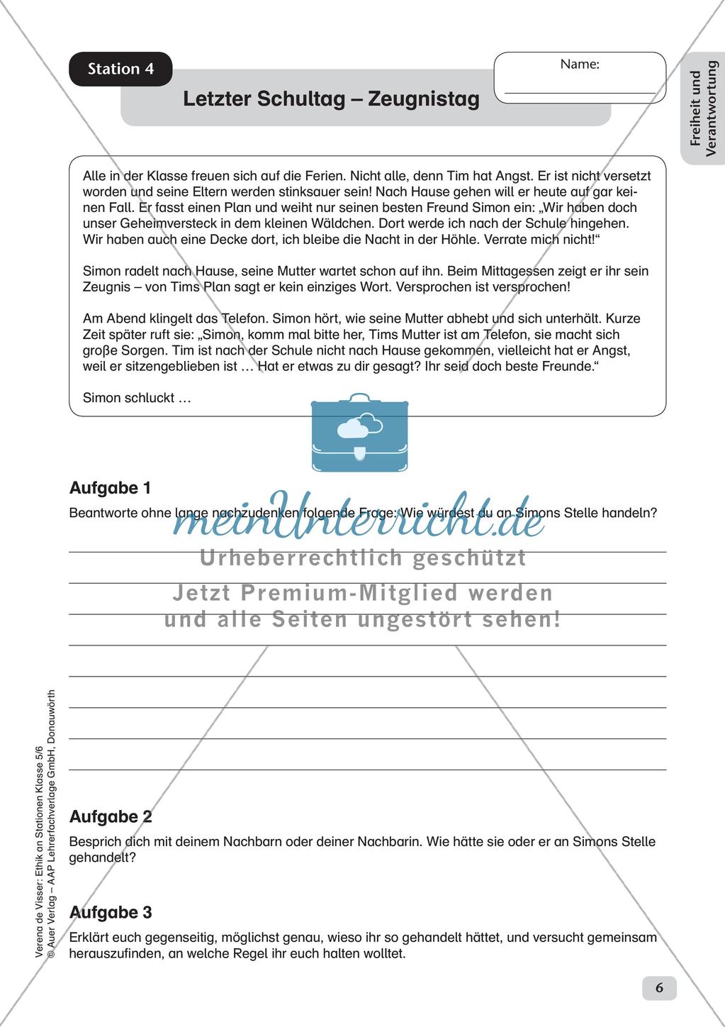 Stationenarbeit: Freiheit und Verantwortung Preview 8
