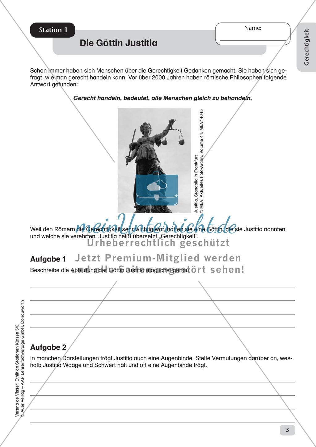 Stationenarbeit: Gerechtigkeit Preview 5
