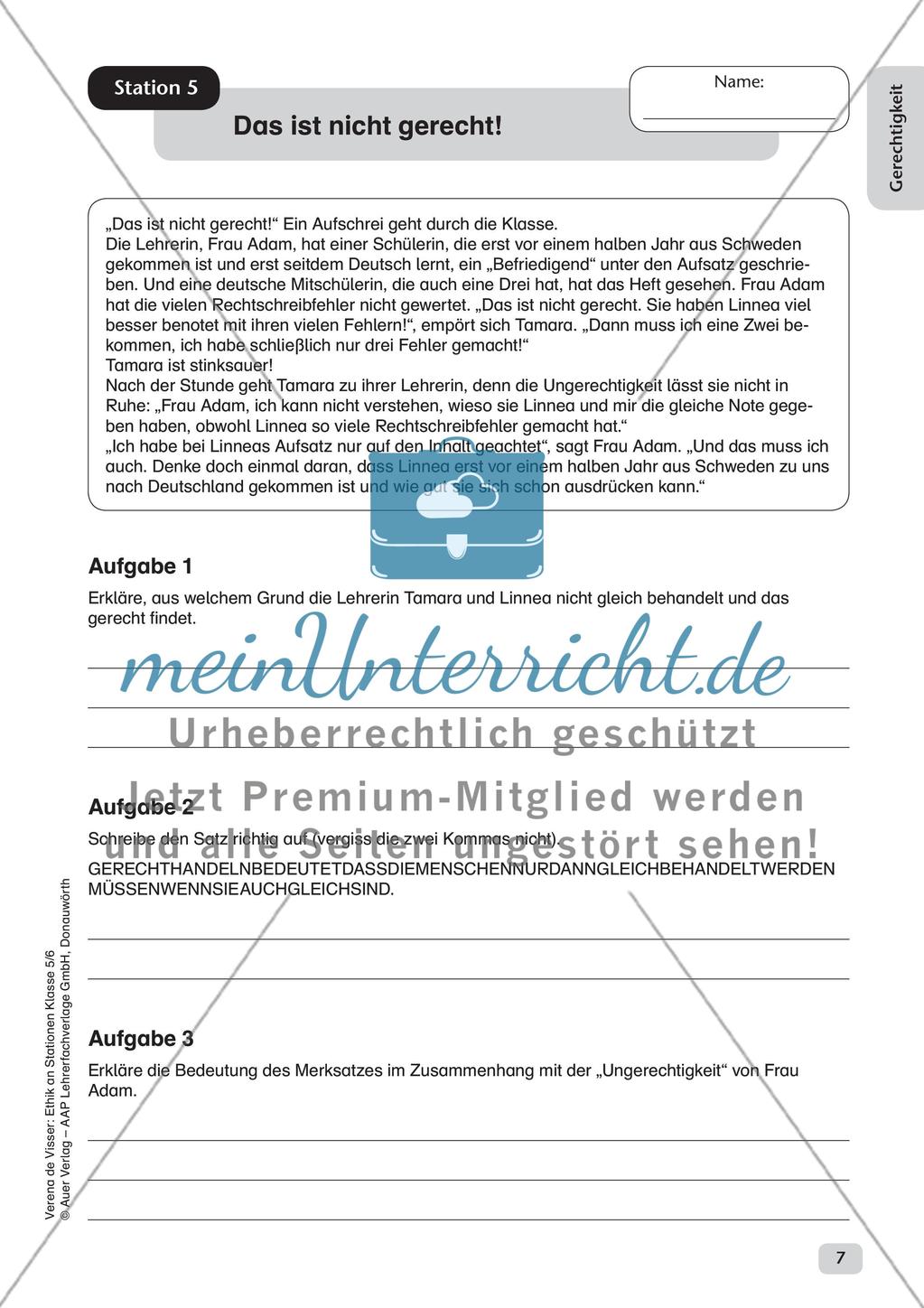Stationenarbeit: Gerechtigkeit Preview 9