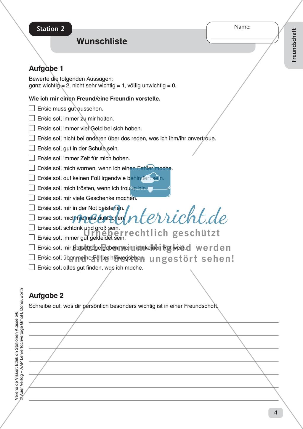 Stationenarbeit: Freundschaft Preview 6