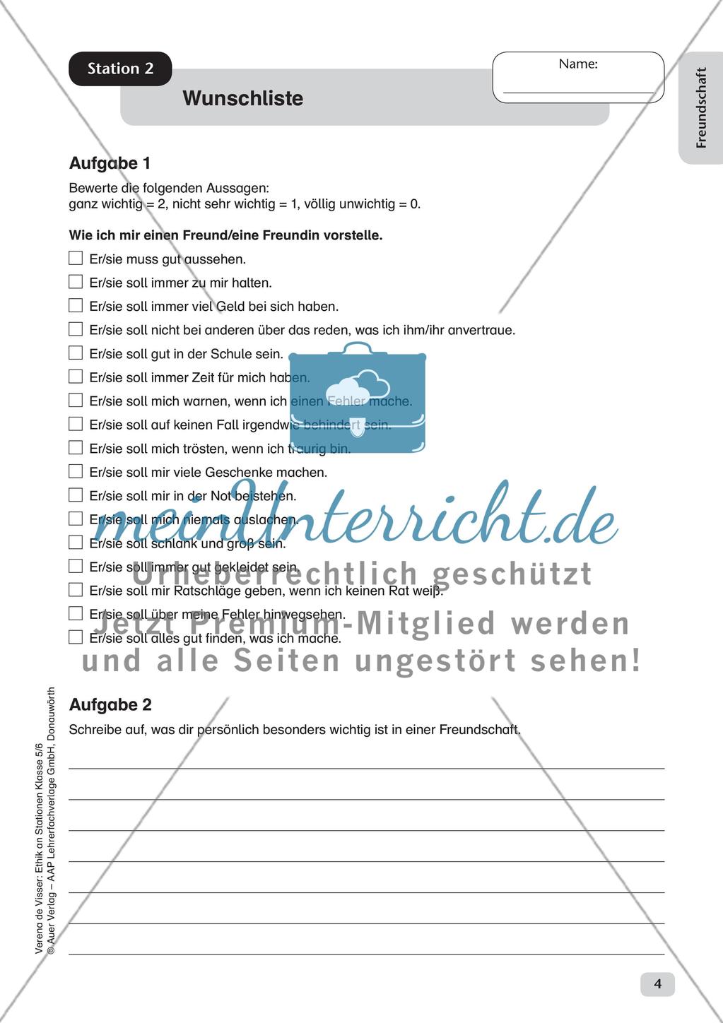 Stationenarbeit: Freundschaft Preview 6