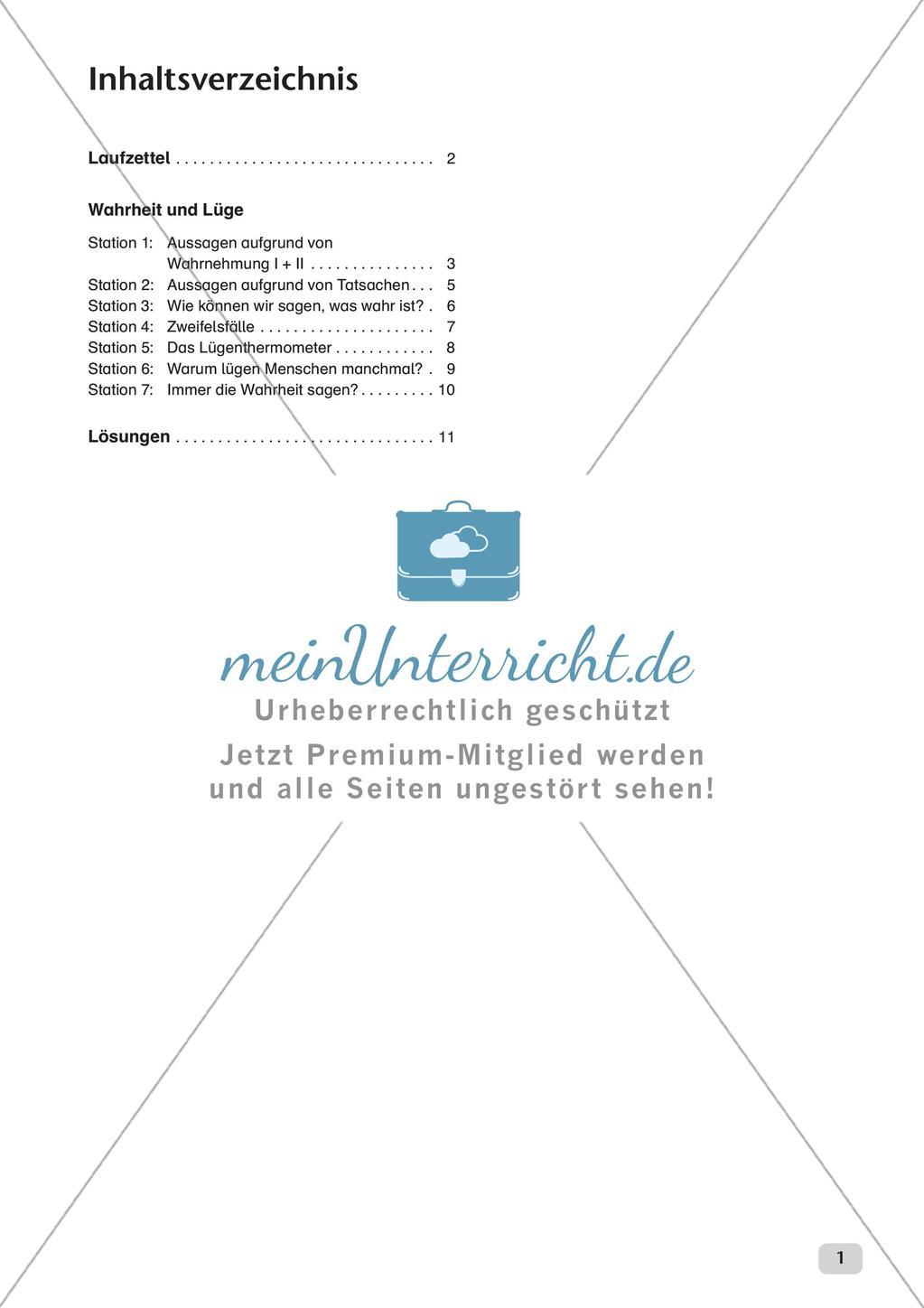 Stationenarbeit: Wahrheit und Lüge Preview 3