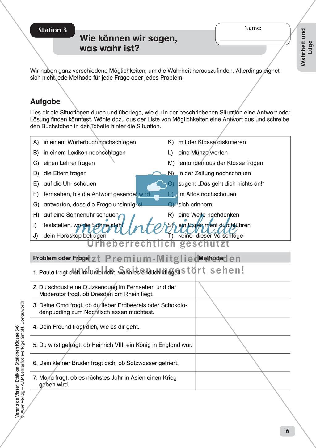 Stationenarbeit: Wahrheit und Lüge Preview 8