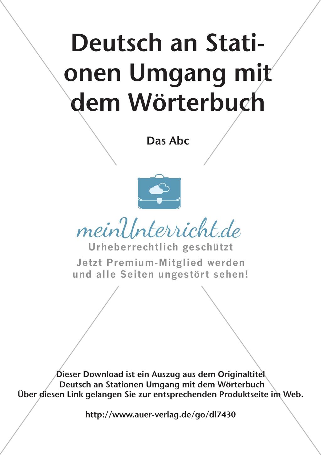 Umgang mit dem Wörterbuch: Das Alphabet Preview 2
