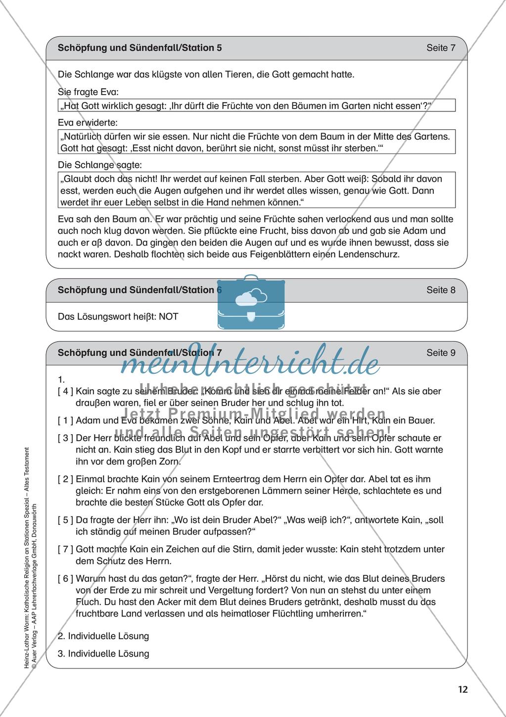 Kath. Religion an Stationen: Altes Testament: Schöpfung und Sündenfall Preview 14