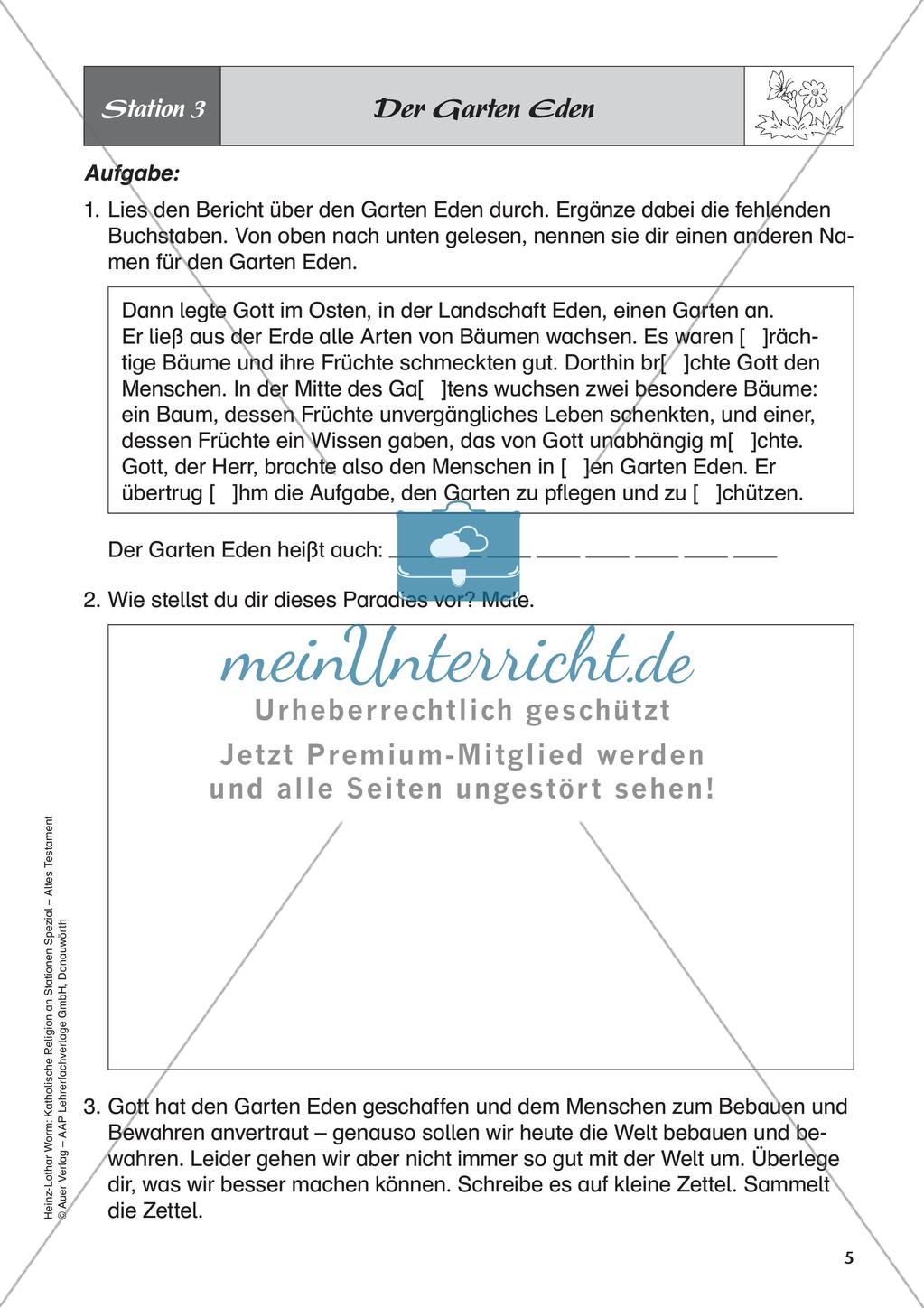 Kath. Religion an Stationen: Altes Testament: Schöpfung und Sündenfall Preview 7