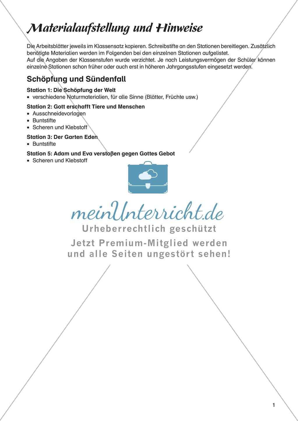 Ev. Religion an Stationen: Altes Testament: Schöpfung und Sündenfall Preview 3