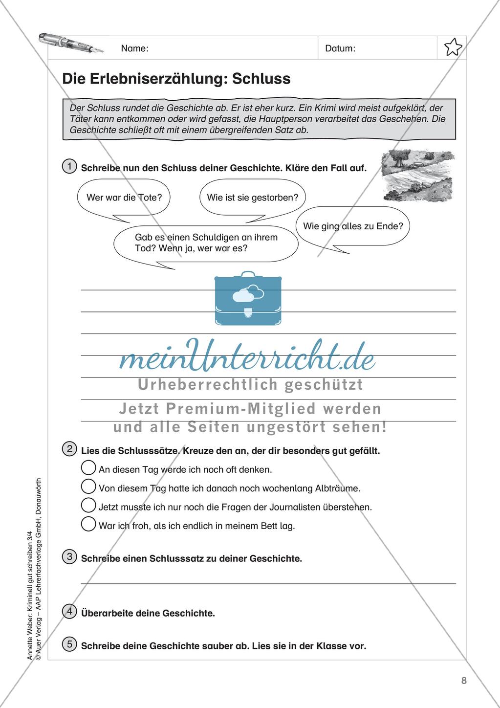 Erzählungen schreiben zum Thema Kriminalgeschichten Preview 10
