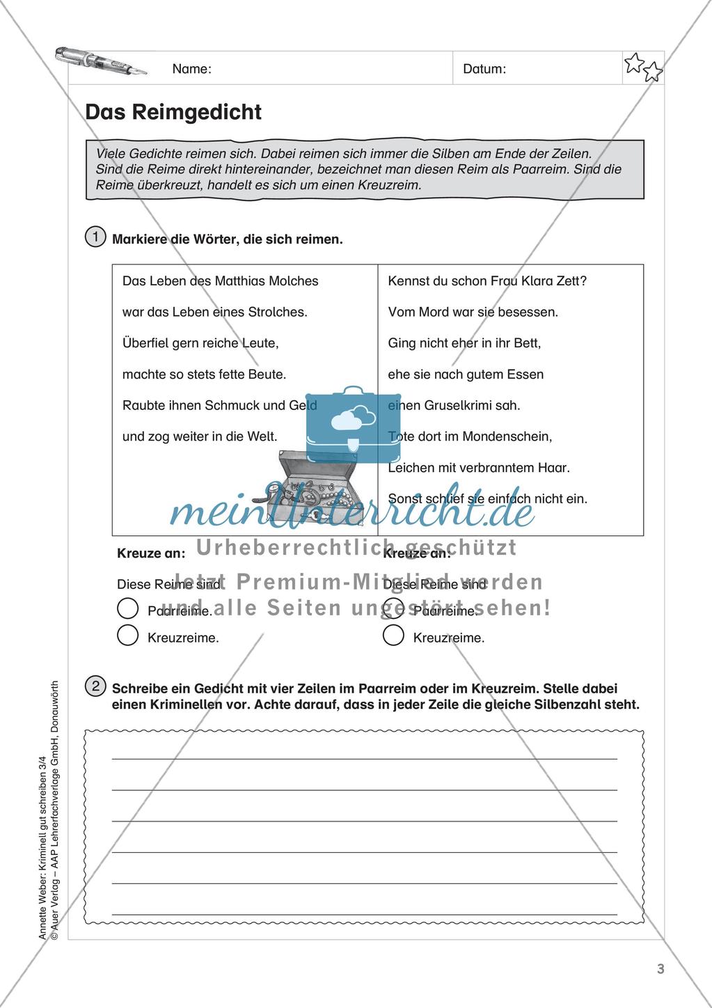 Kreatives Schreiben zum Thema Kriminalgeschichten Preview 5