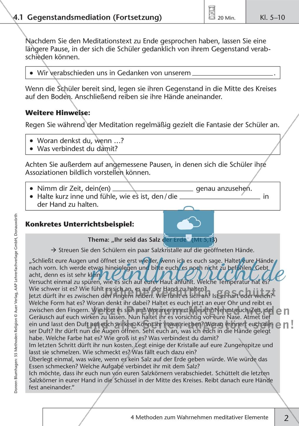 Methoden Religion: Wahrnehmen meditativer Elemente Preview 4