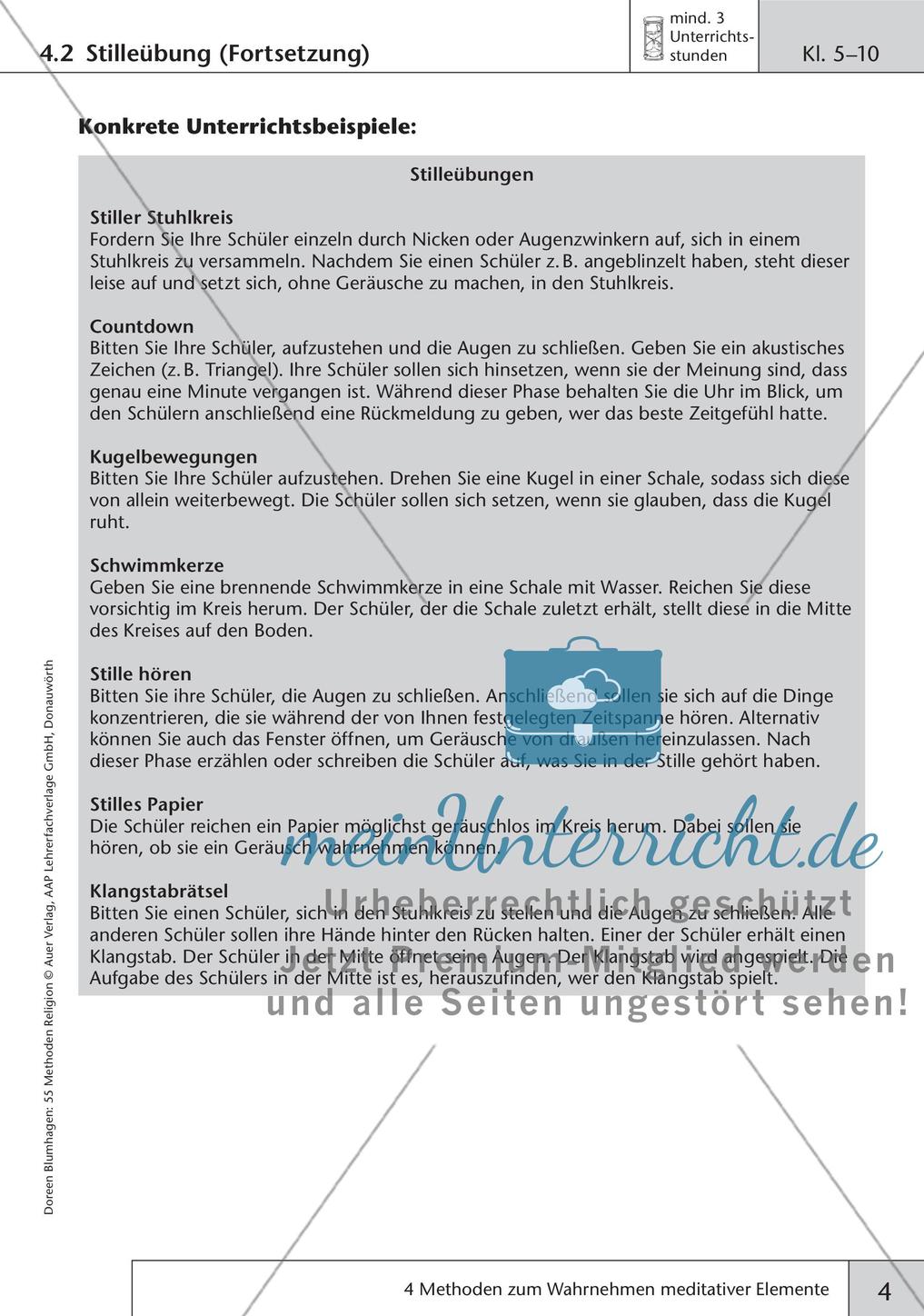 Methoden Religion: Wahrnehmen meditativer Elemente Preview 6