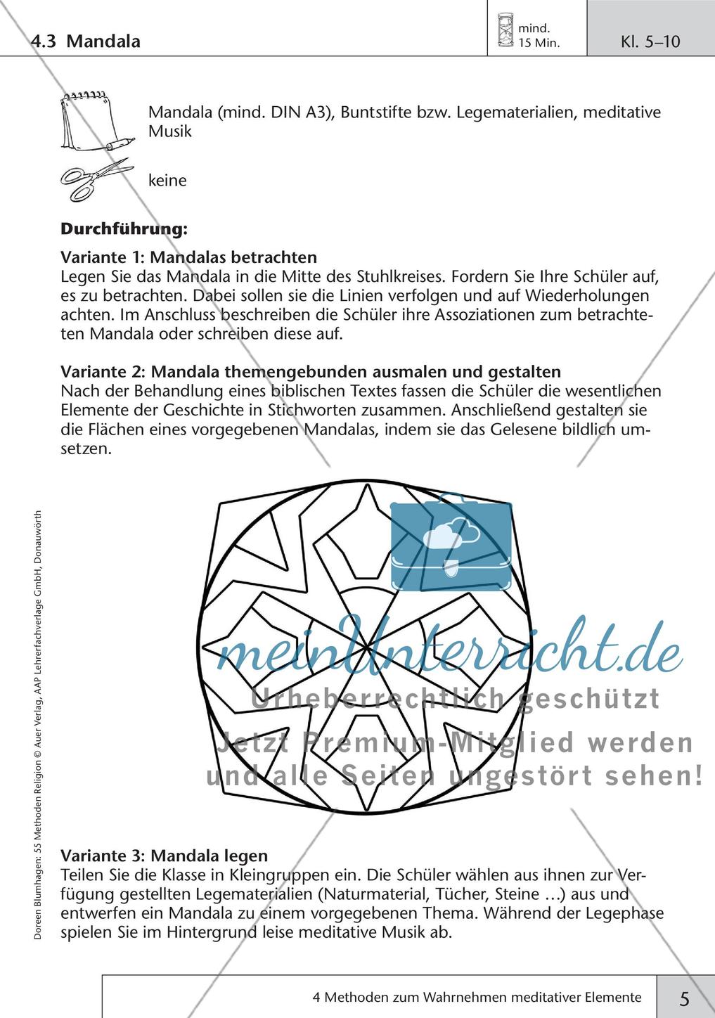 Methoden Religion: Wahrnehmen meditativer Elemente Preview 7