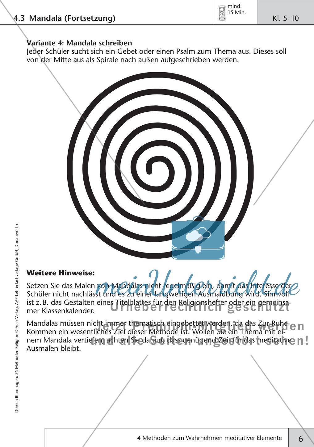 Methoden Religion: Wahrnehmen meditativer Elemente Preview 8