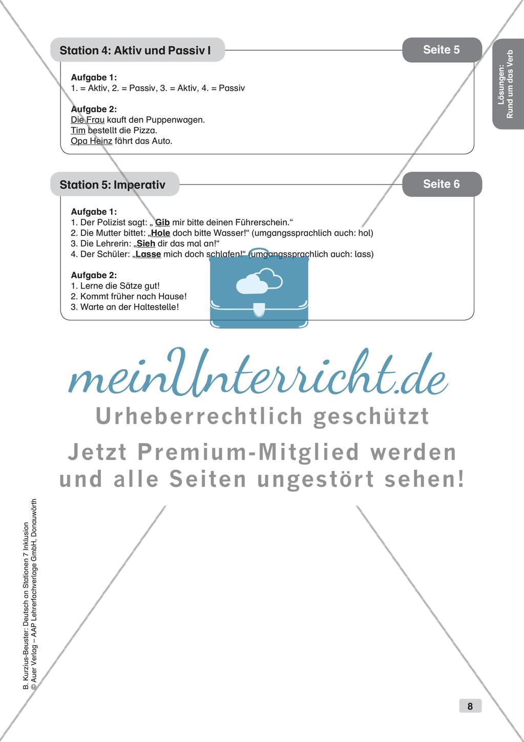 Stationsarbeit Inklusion: Rund um das Verb Preview 10