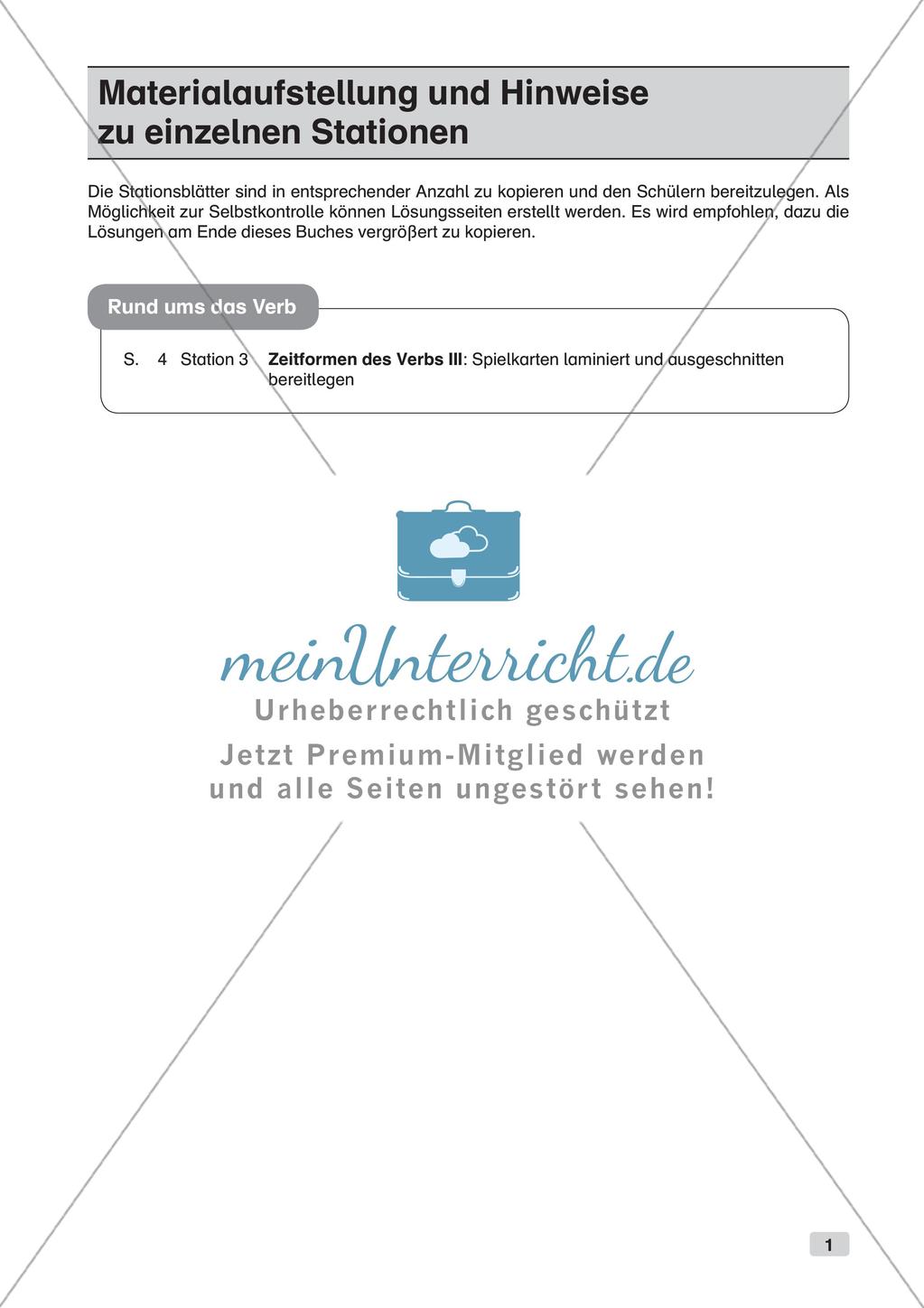 Stationsarbeit Inklusion: Rund um das Verb Preview 3
