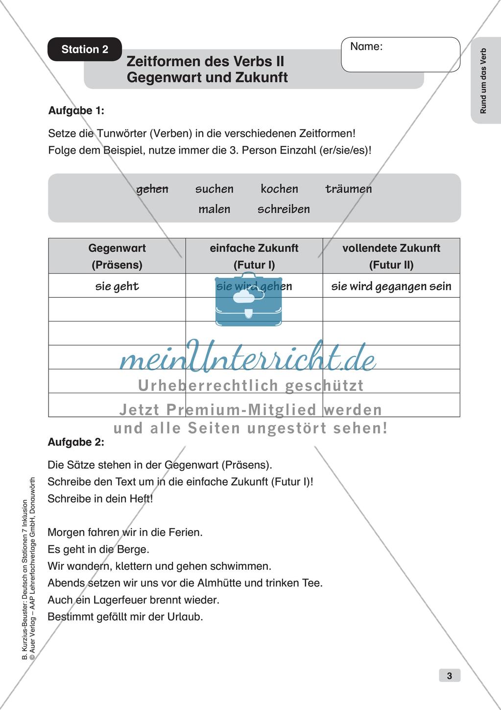 Stationsarbeit Inklusion: Rund um das Verb Preview 5