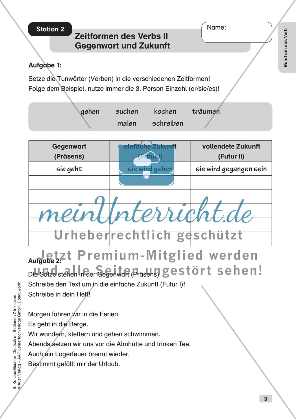 Stationsarbeit Inklusion: Rund um das Verb Preview 5