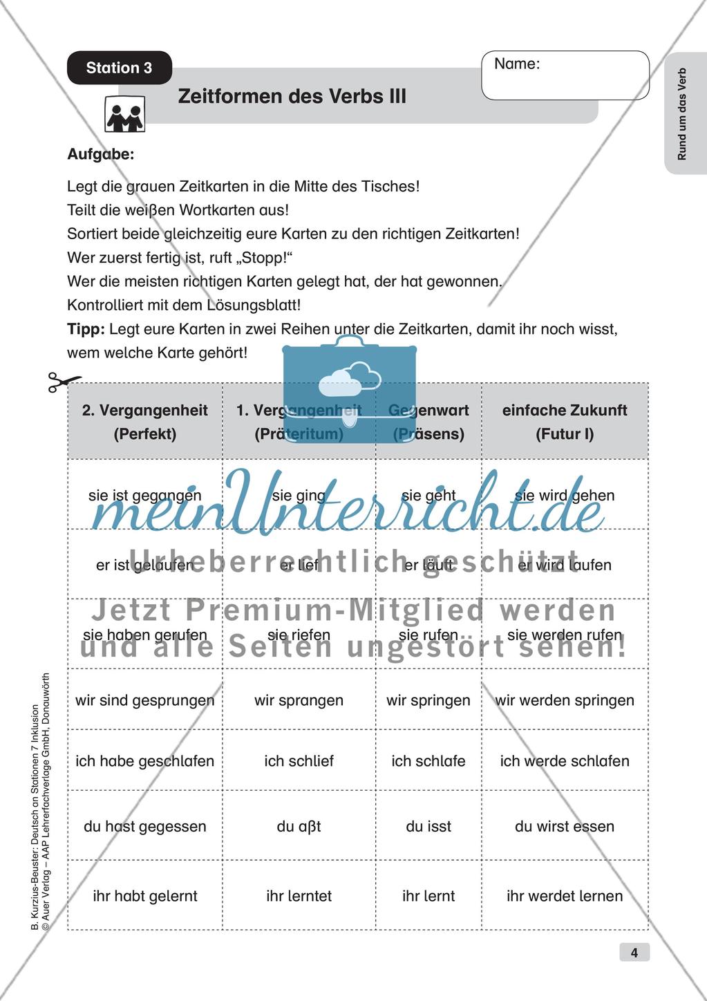 Stationsarbeit Inklusion: Rund um das Verb Preview 6