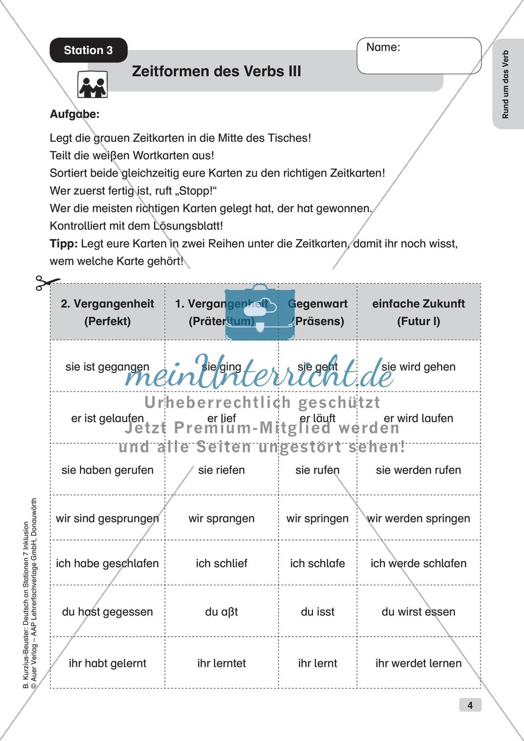 Stationsarbeit Inklusion: Rund um das Verb Preview 6