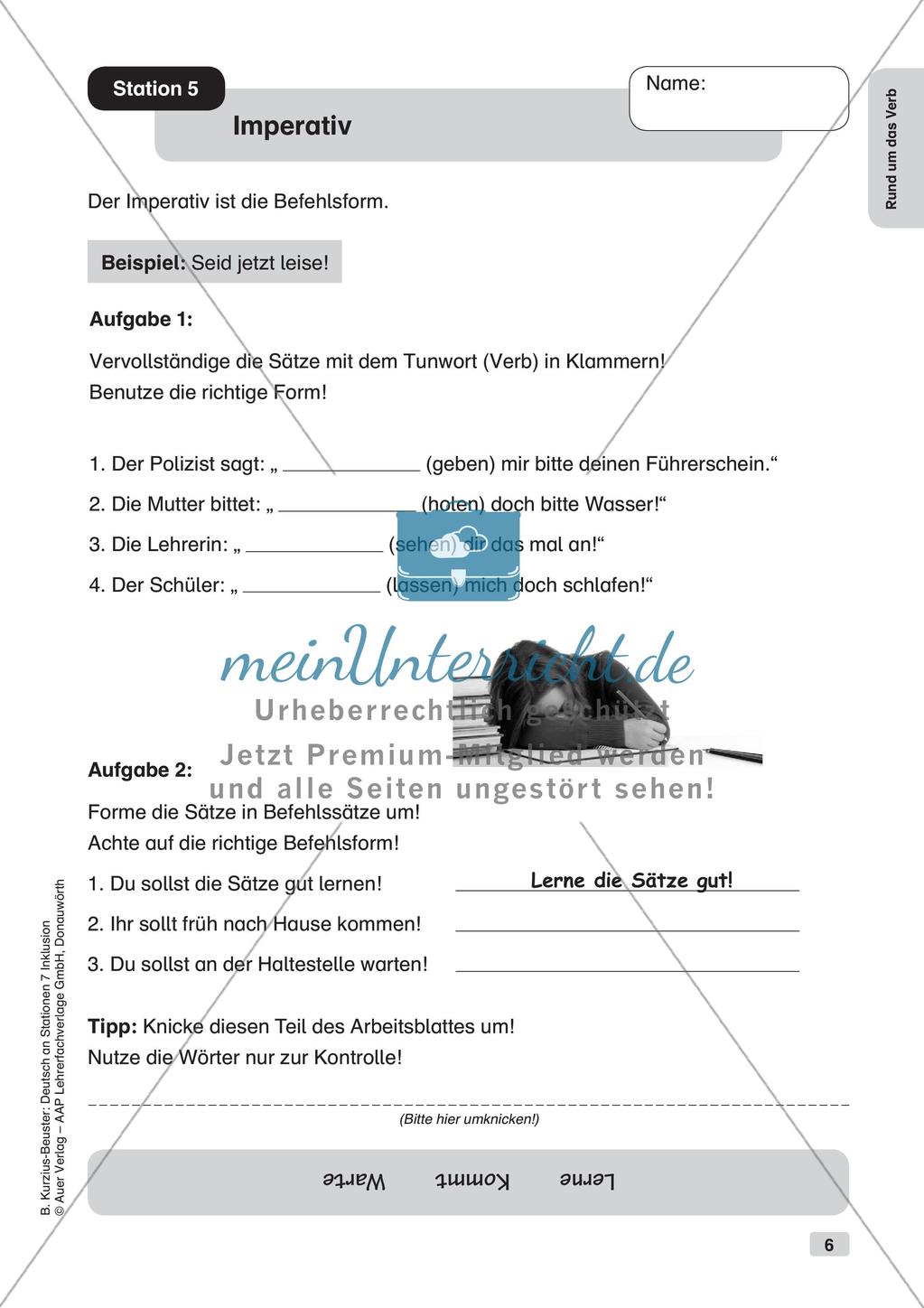 Stationsarbeit Inklusion: Rund um das Verb Preview 8