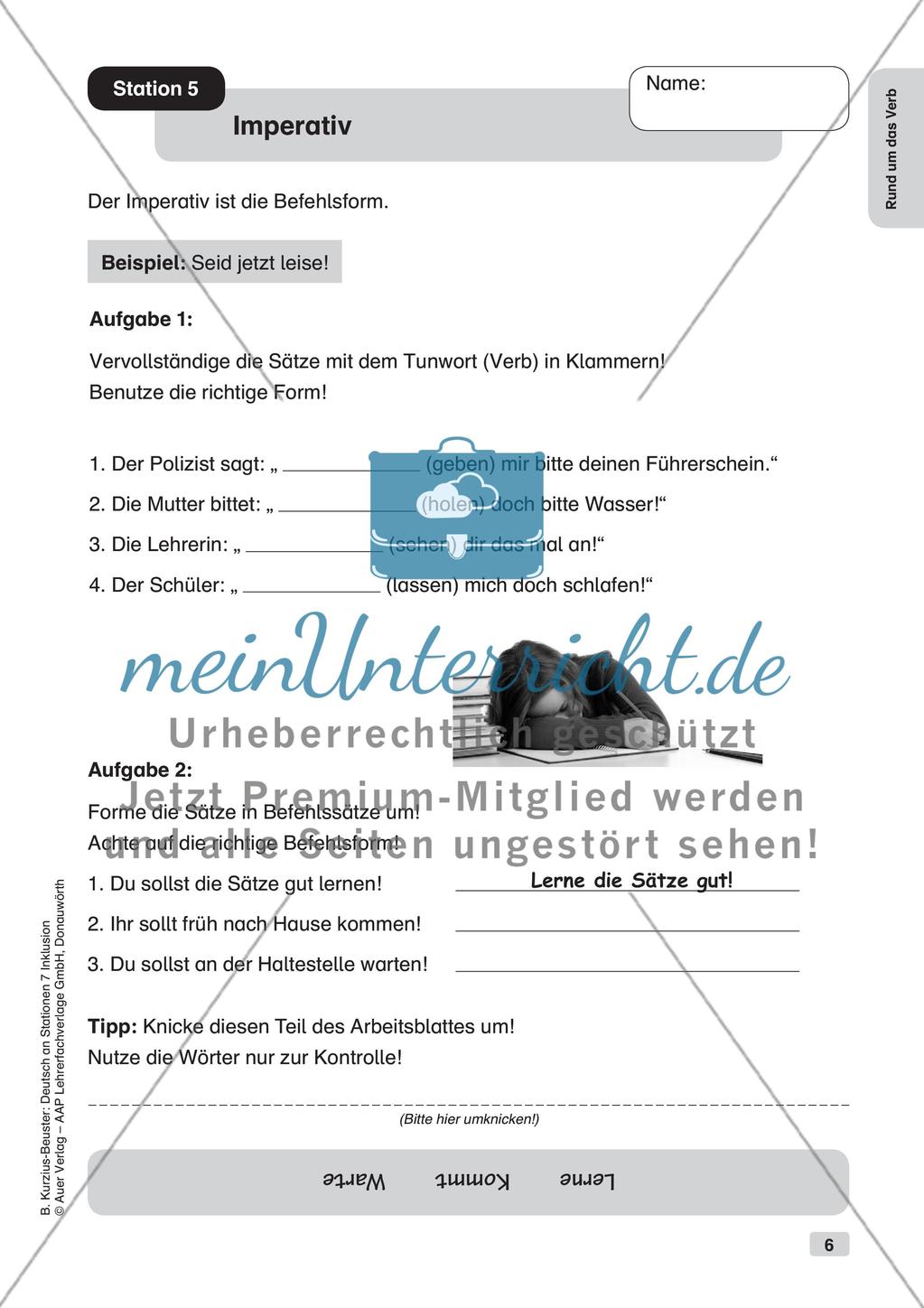 Stationsarbeit Inklusion: Rund um das Verb Preview 8