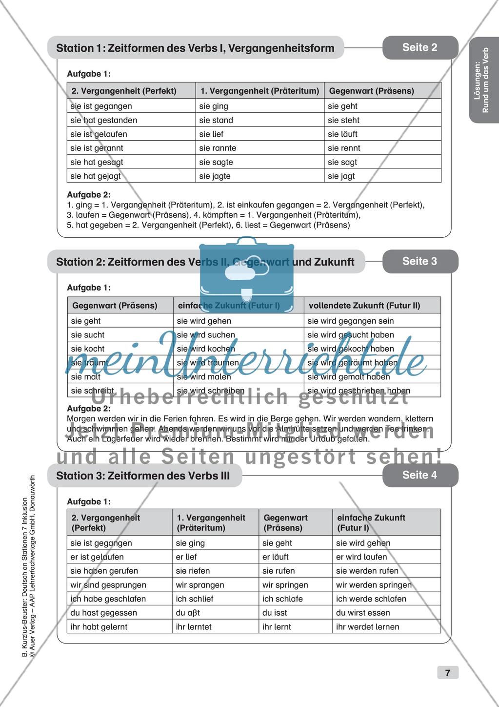 Stationsarbeit Inklusion: Rund um das Verb Preview 9
