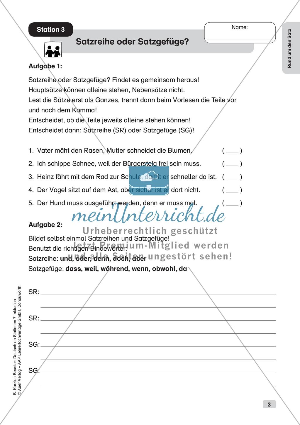Stationsarbeit Inklusion: Rund um den Satz Preview 5