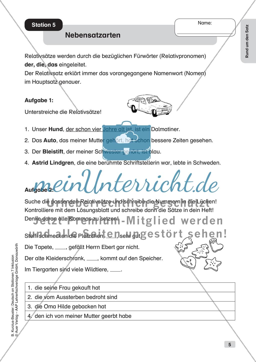 Stationsarbeit Inklusion: Rund um den Satz Preview 7