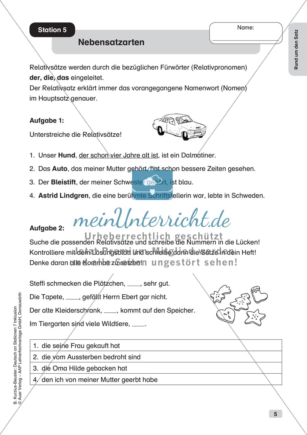 Stationsarbeit Inklusion: Rund um den Satz Preview 7