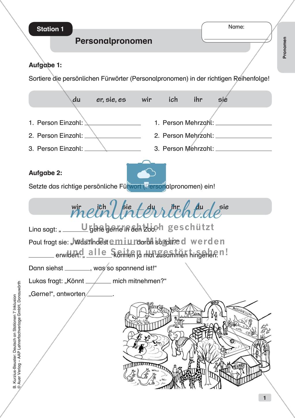Stationsarbeit Inklusion: Pronomen Preview 3