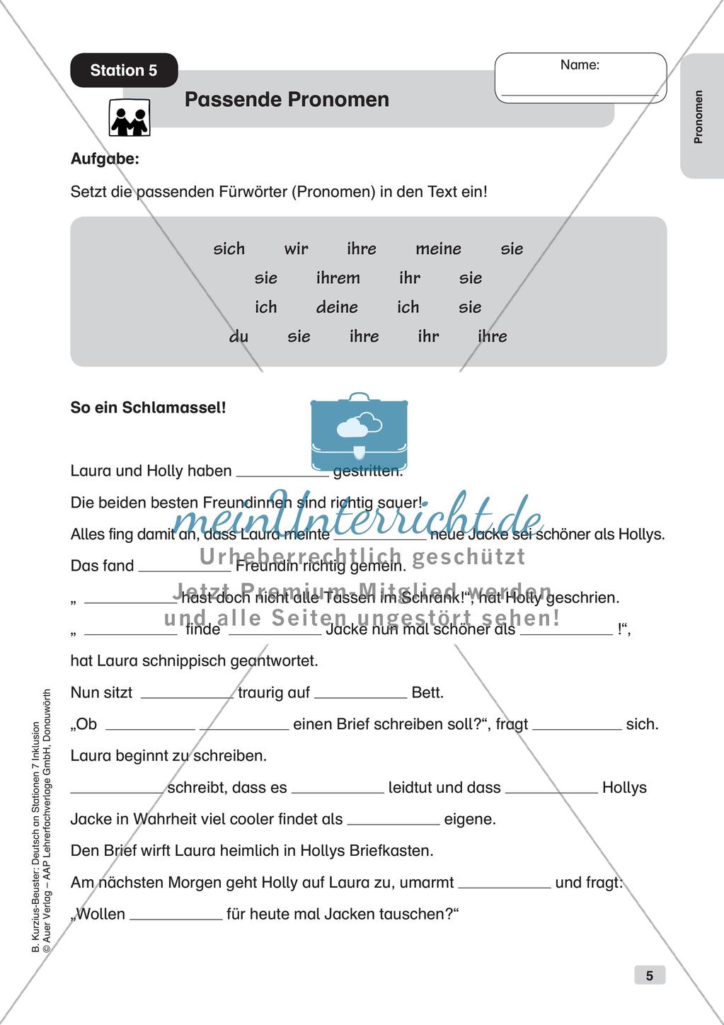 Stationsarbeit Inklusion: Pronomen Preview 7