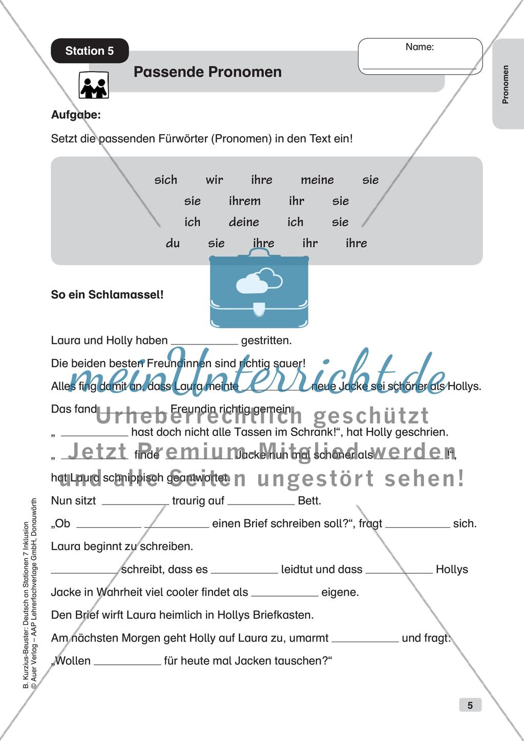 Stationsarbeit Inklusion: Pronomen Preview 7