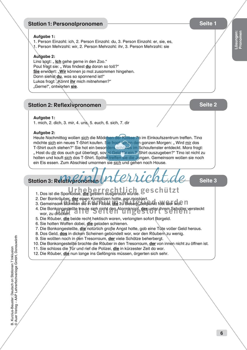 Stationsarbeit Inklusion: Pronomen Preview 8